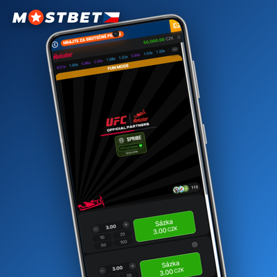 Mostbet Aviator se dvěma sázkovými poli a tlačítkem výběru výhry