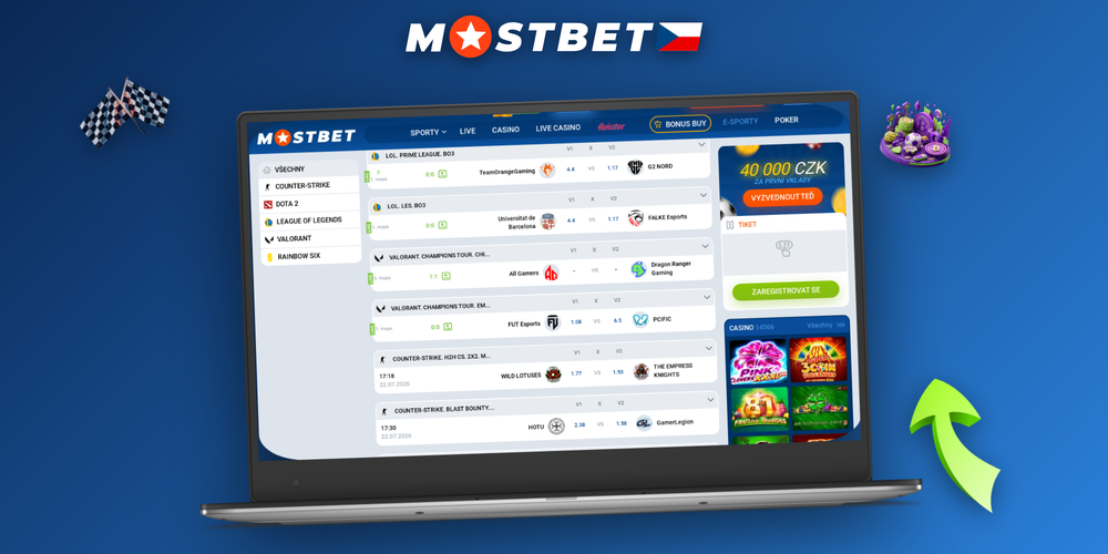 Mostbet CZ aplikace na smartphonu a desktopová verze kasina vedle sebe